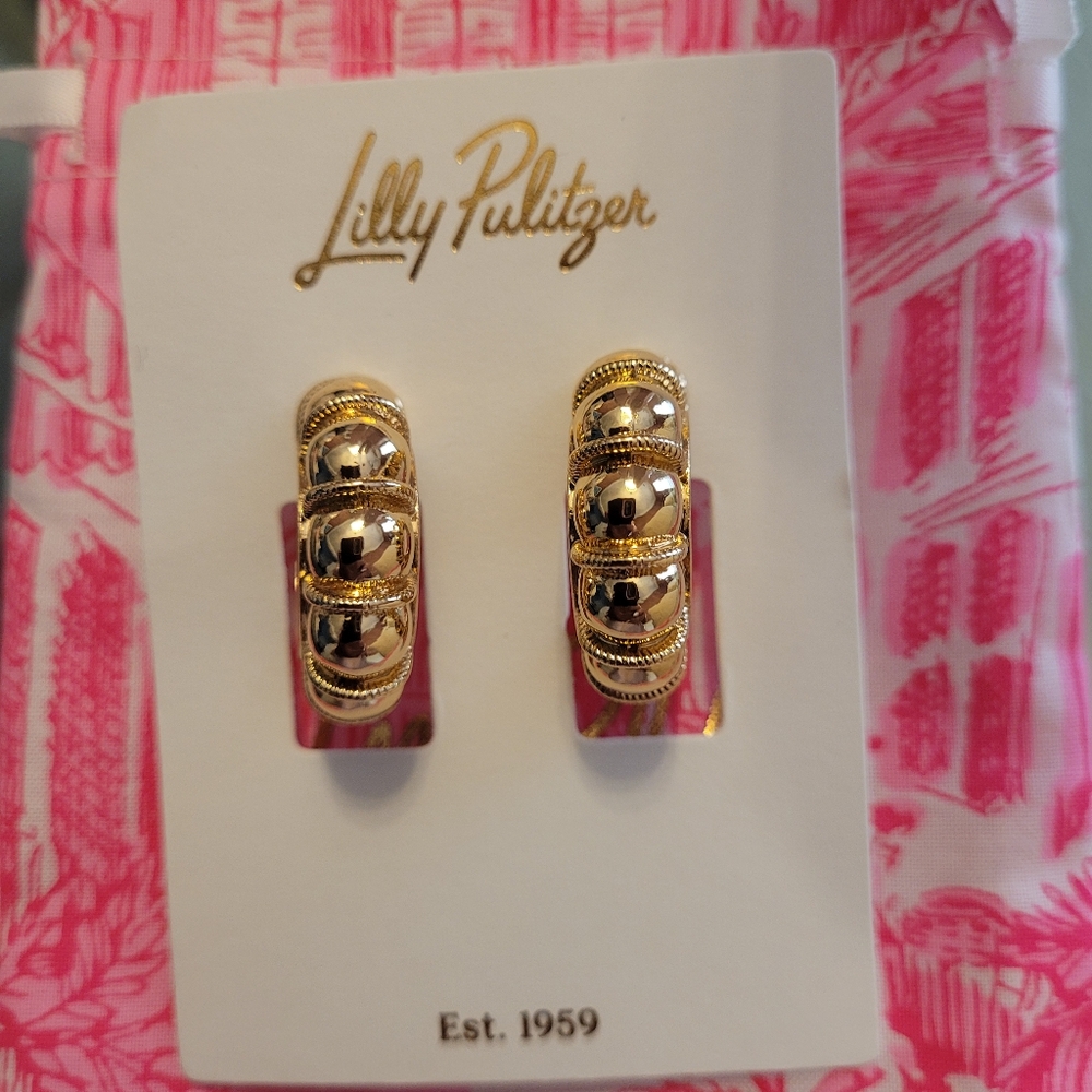 LAST ONE!!!NEW! lilly pulitzer bright delight metallic hoop earrings. SRP. 48.00